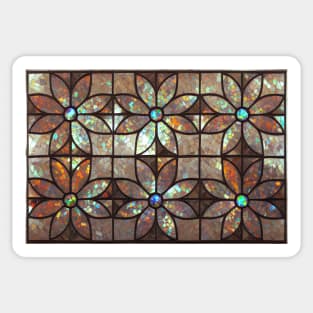 Mother of Pearl and Fire Opal Flowers - Mosaic Sticker